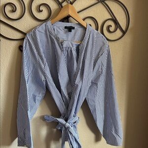 J. Crew Navy and White Striped Blouse